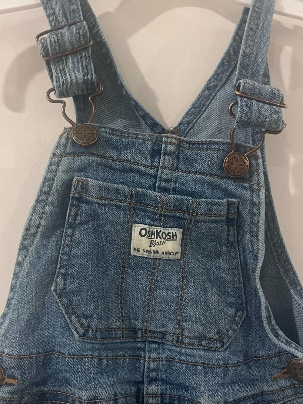 OshKosh B'gosh Toddler Girl Blue Denim Overalls with Floral Patch 3T